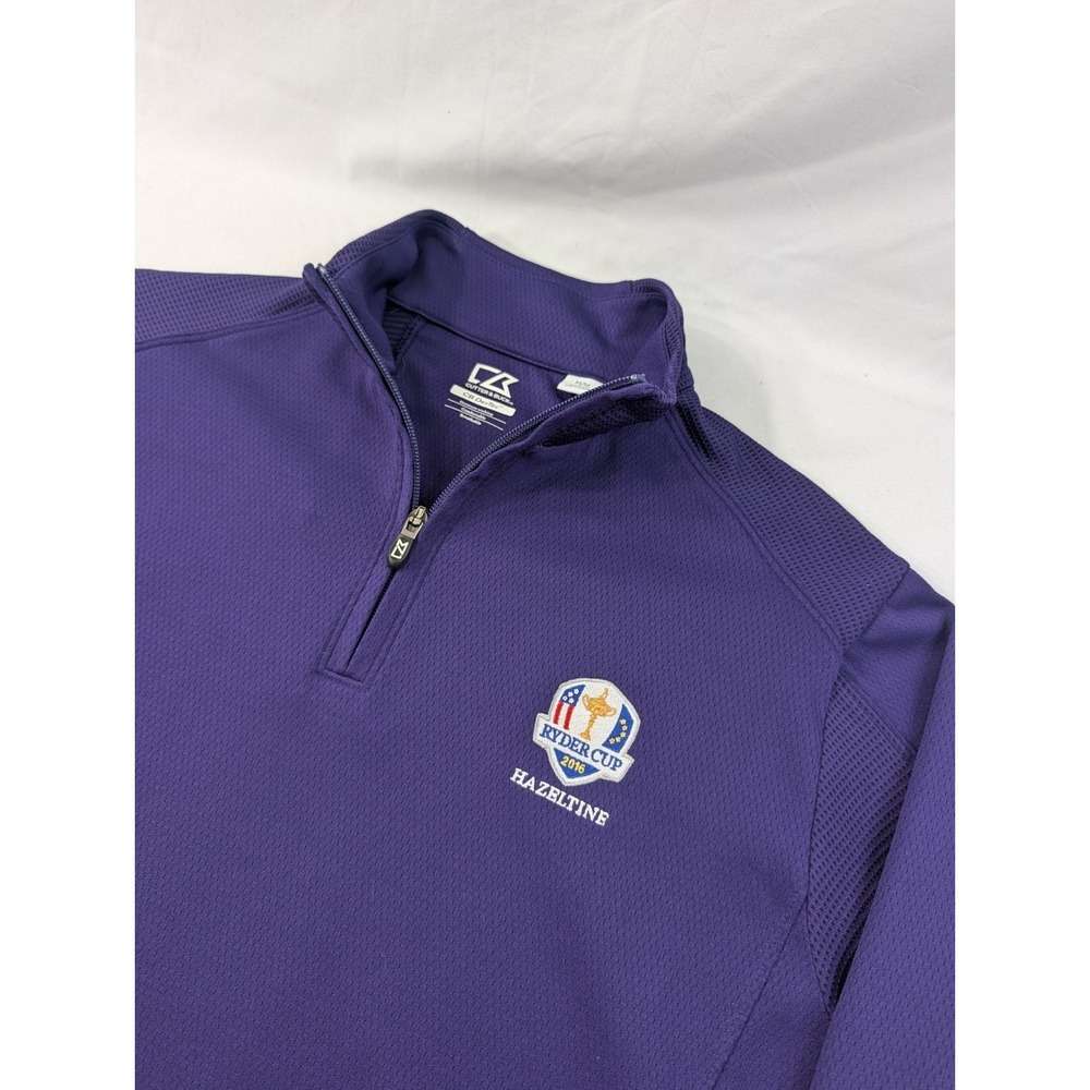 2016 Ryder Cup Hazeltine Cutter & Buck CB DryTec 1/4 Zip Pullover Medium Purple